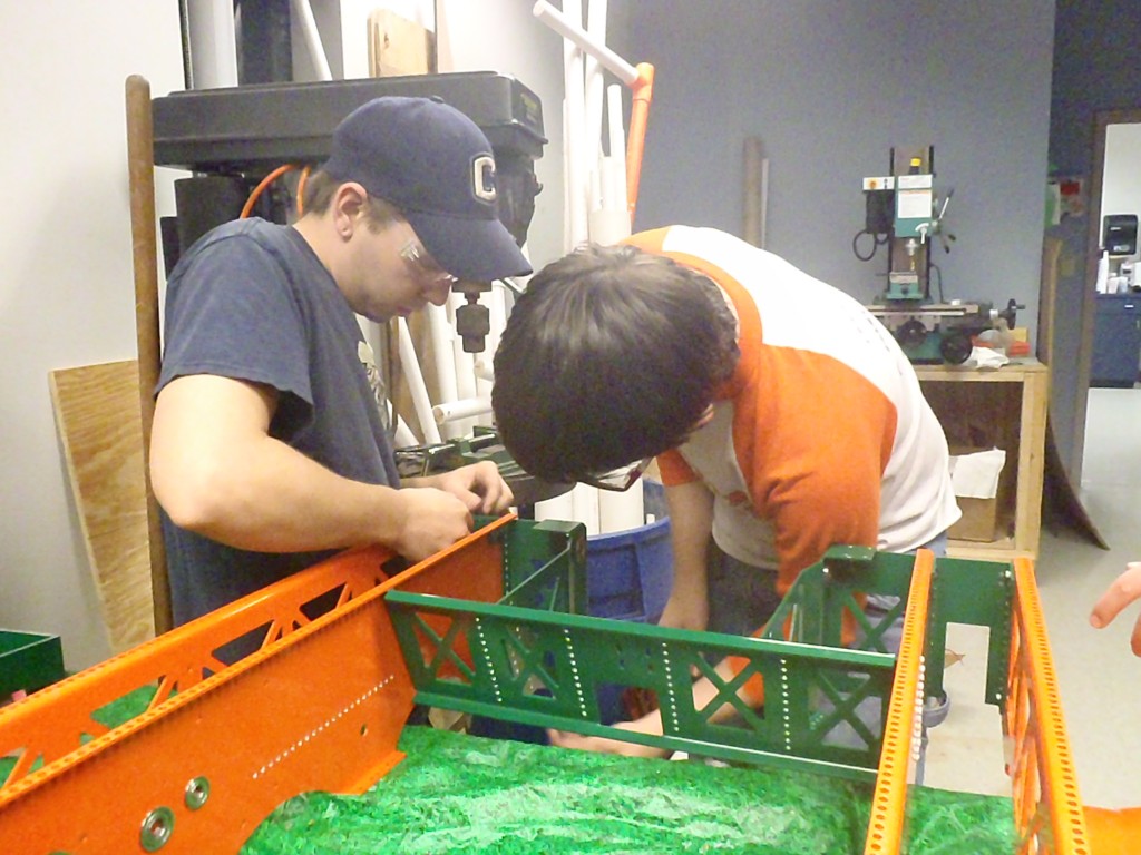 Ryan and Tyler working on the drive-train.