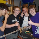 John Michael, Evan, Zach, and Stephen having fun in the mechanical room.